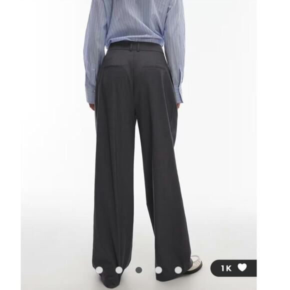 Topshop wide leg tailored pants in charcoal sz 8 - Picture 9 of 9